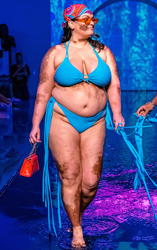 PLT Plus - Bas de maillot de bain échancré bleu à franges sur le côté, Bleu en oferta