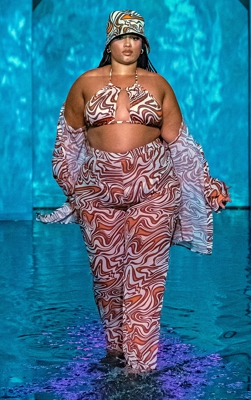 PLT Plus - Bas de maillot de bain crème imprimé animal & tourbillons à côtés noués, Crème