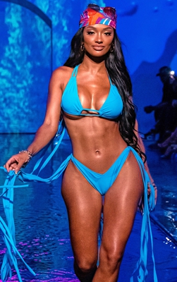 Haut de maillot de bain mini bleu à franges, Bleu