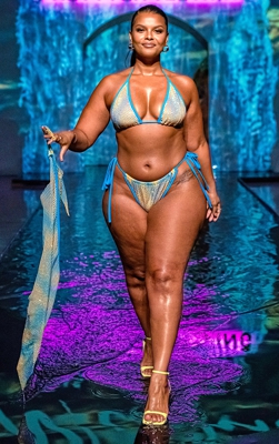 PLT Plus - Bas de maillot de bain strassé turquoise à côtés noués, Turquoise