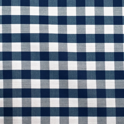Tissu popeline de coton motif vichy 10mm bleu marine