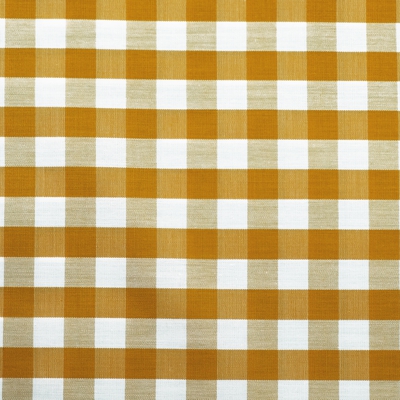 Tissu popeline de coton motif vichy 10mm safran