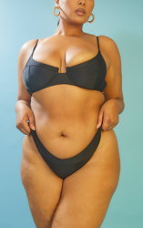 PLT Recyle Plus - Bas de maillot de bain noir à devant en V Mix & Match, Noir precio