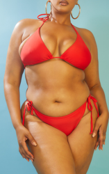 PLT Recyle Plus - Bas de maillot de bain rouge à côtés noués Mix & Match, Rouge precio