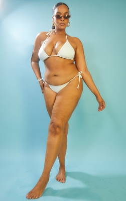 PLT Recyle Plus - Bas de maillot de bain blanc à côtés noués Mix & Match, Blanc