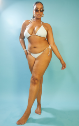 PLT Recyle Plus - Bas de maillot de bain blanc à côtés noués Mix & Match, Blanc precio