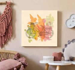 Tableau rétro Vélo vintage avec des fleurs precio