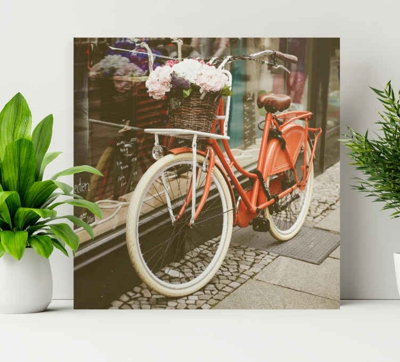 Peinture fleurs Vélo orange