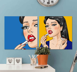 Peinture moderne Asiatique peignant ses lèvres características