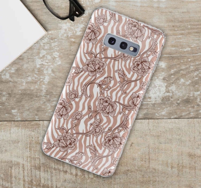 Stickers samsung corail imprimé zèbre et fleurs ornementales