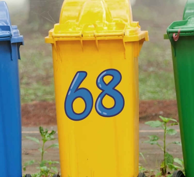 Nombres dans l'autocollant de conteneur bleu