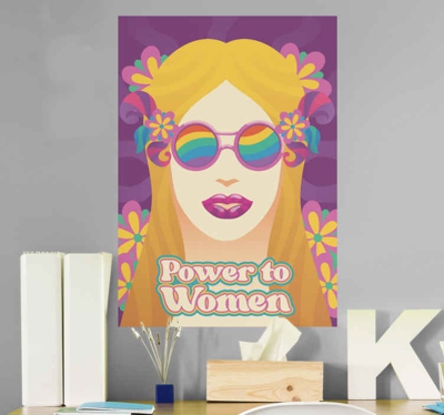 Sticker Retro Pouvoir au design des femmes des années 70