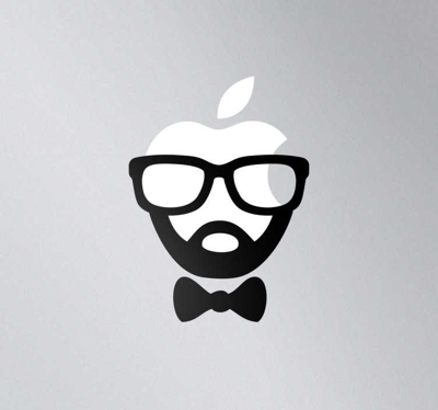 Sticker mac apple visage hispter