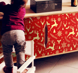 Sticker Vitre Noel élégants rennes rouges et or en oferta