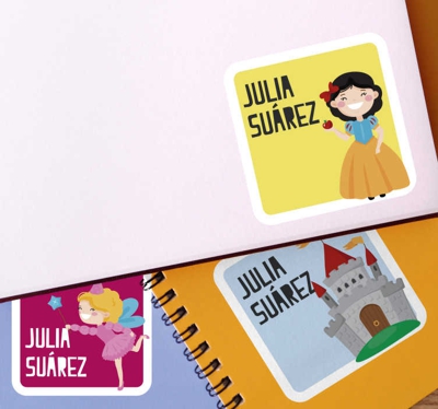 Stickers muraux étiquettes pour cahiers conte de fées