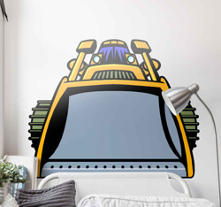 Sticker Mural Jouet Avant de bulldozer pelle enfants gris et jaun en oferta