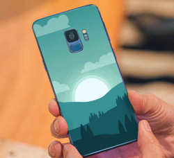 Sticker samsung forêt bleue avec des arbres características