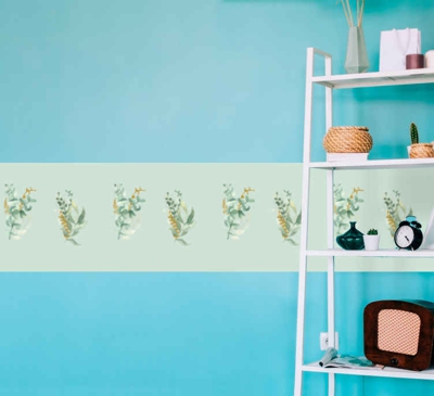 Frise Autocollante Bouquets de feuilles vertes florales