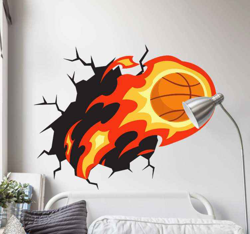 Sticker qui Trompe Oeil Basket-ball de feu precio