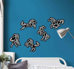 Sticker Mural Animal 5 chevaux noirs en oferta