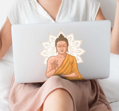 Sticker Ordinateur Portable Bouddha Yoga