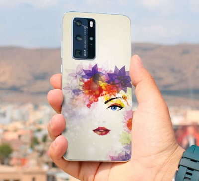 Décalcomanie huawei de conception de fille et de fleur de mode