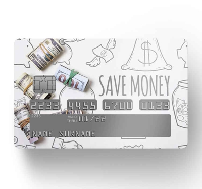 Sticker Carte Bancaire Doodle financier économiser de l'argent