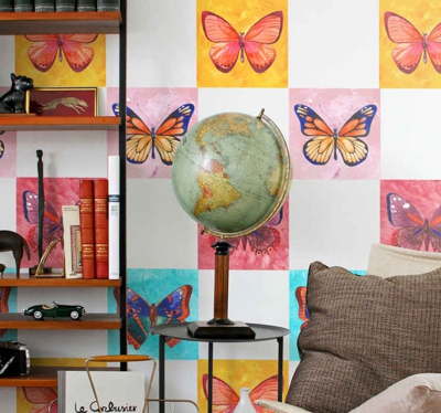 Autocollant Carrelage Papillons multicolores