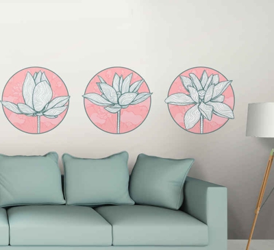 Sticker Mural Fleur Illustration de fleur de lotus remplacer ceci