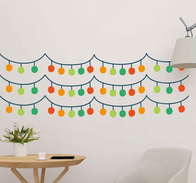 Sticker Mural Abstrait Ampoules vertes et orange