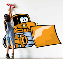 Sticker Mural Jouet Caricature de bulldoser simple excavatrice po en oferta