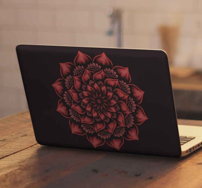 Sticker PC Fleur rouge mandala