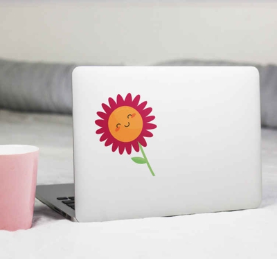 Sticker PC Fleur heureuse souriante
