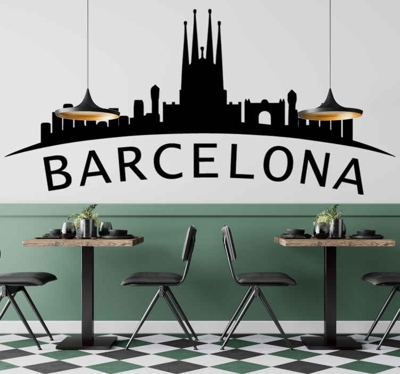 sticker mural skyline Skyline monocolor de barcelone