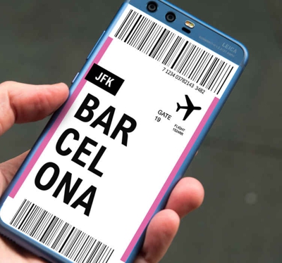 Autocollant téléphone billet d'avion personnalisable