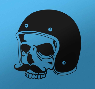 Sticker crâne casque skate