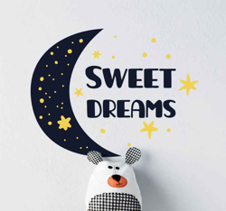 Sticker Texte Fais de beaux rêves avec la lune et les étoiles en oferta