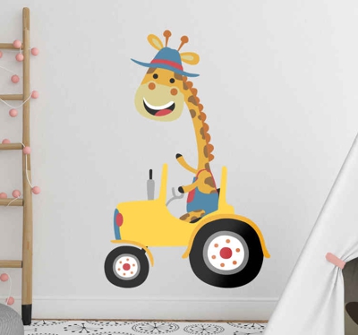 Sticker Mural Illustration Contour du tracteur