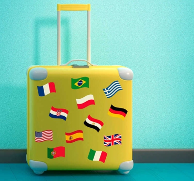 Stickers Dessin drapeaux valise
