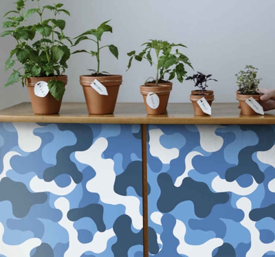 Sticker Frise Murale Camouflage bleu