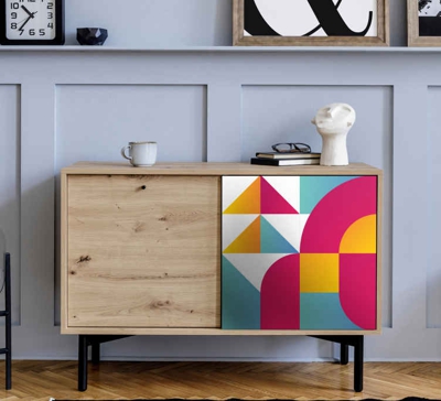 Sticker Deco Meuble Art géométrique multicolore