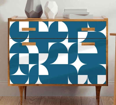 Sticker Deco Meuble sticker d'art géométrique cercle bleu
