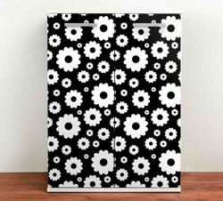 Sticker Deco Meuble Fond noir avec des marguerites blanches características