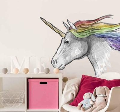 Sticker mural licorne dessin