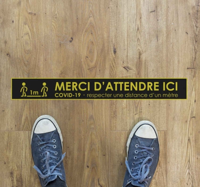 Sticker de sol Merci d'attendre ici