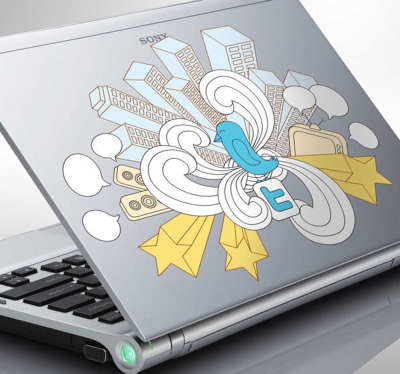 Sticker pc portable Twitter city