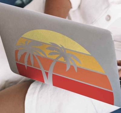 Sticker PC Coucher de soleil rétro
