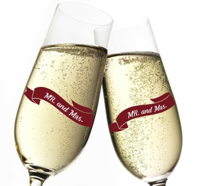 Sticker mariage Mr & Mrs banderole