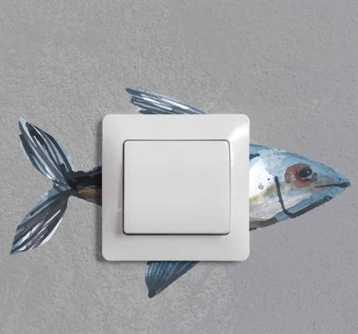 Sticker pour interrupteur Poisson aquarelle