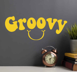 Sticker Retro Groovy with smile design des années 70 en oferta